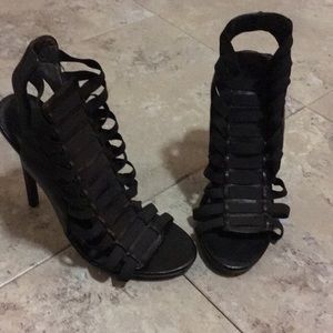 Steve Madden Black Elastic Cage Heels Size 6